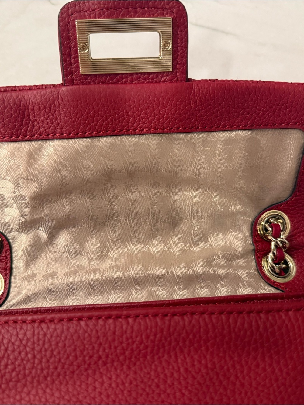 KARL LAGERFELD Quilted Red Leather Chain Shoulder Bag - Picture 10 of 10